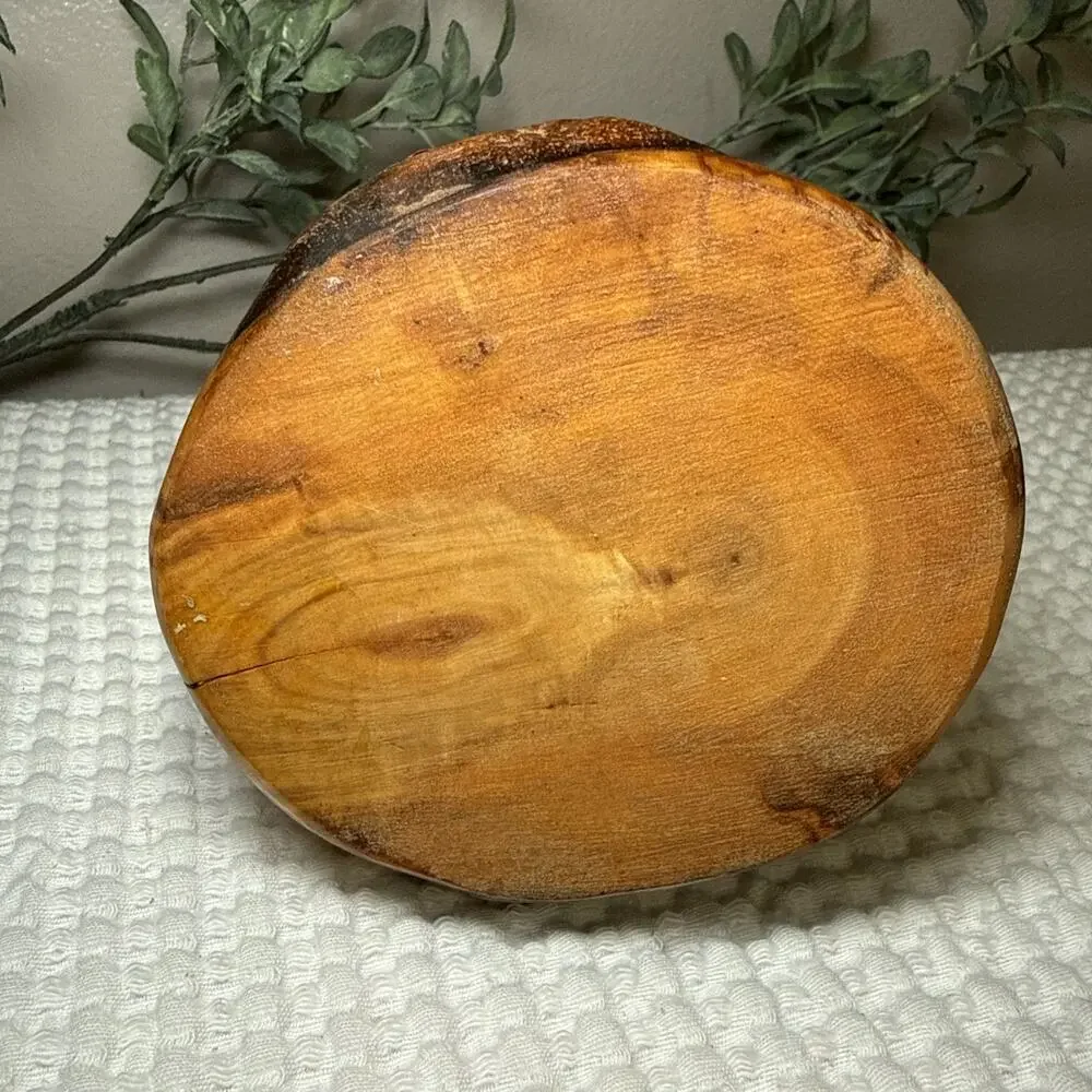 Hand Turned Natural Edge Wood Vase Studio Art Decorative Vessel Rustic 4” Vtg